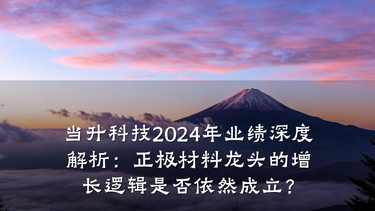 当升科技2024年业绩深度解析:正极材料龙头的增长逻辑是否依然成立?