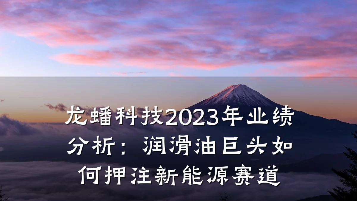 龙蟠科技2023年业绩分析:润滑油巨头如何押注新能源赛道